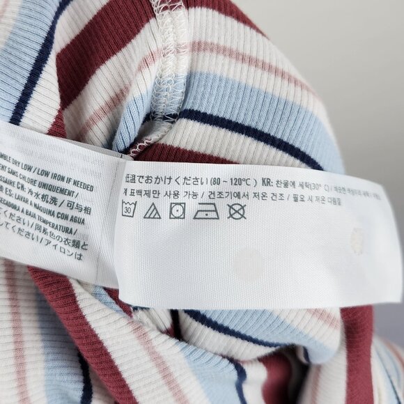 Abercrombie & Fitch Striped Ribbed Elbow Sleeve Tee Red White Blue sz S - Picture 7 of 8